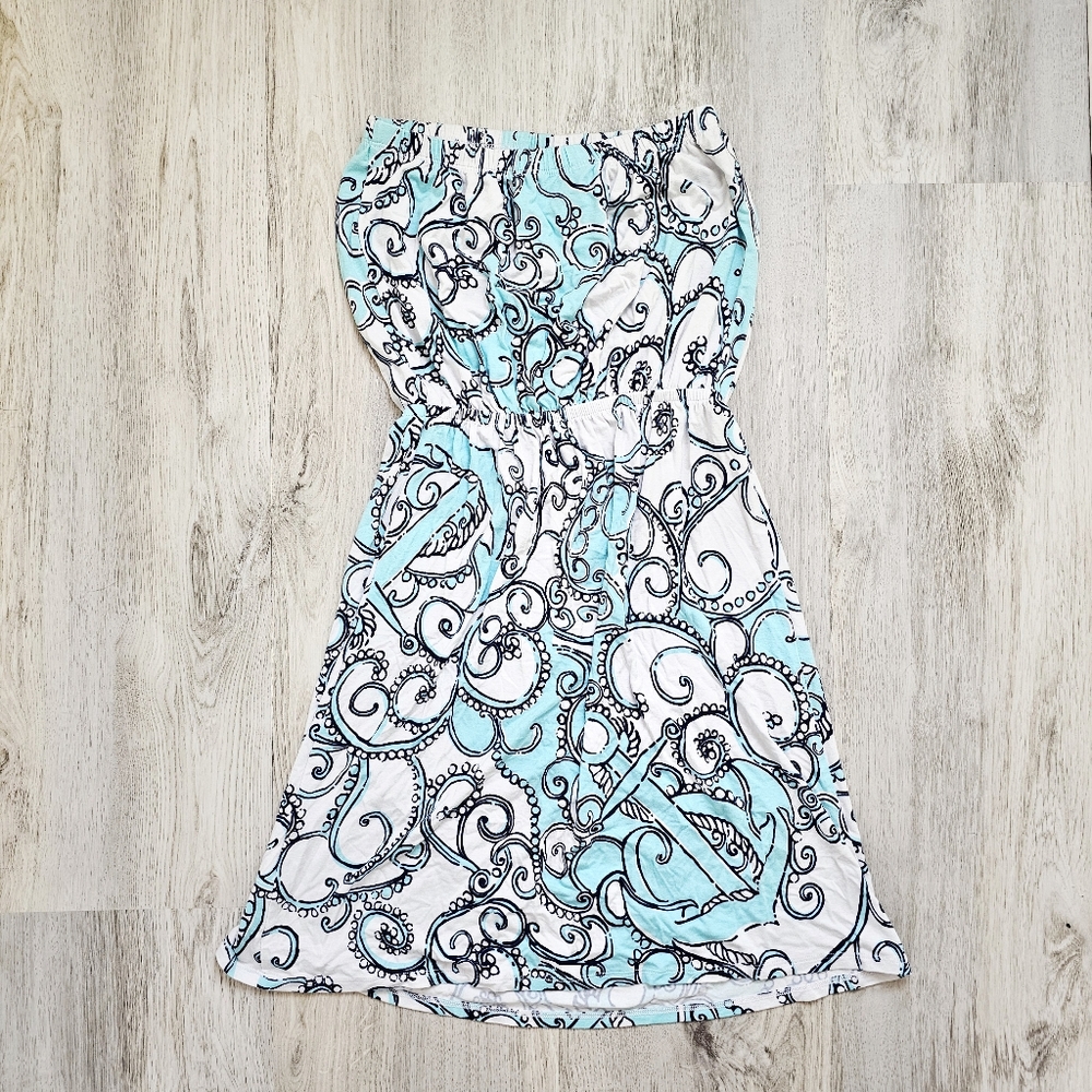 Lilly Pulitzer Atwood Spa Blue Strapless Dress XS